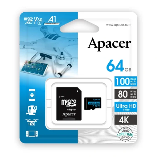 کارت حافظه اپیسر مدل Apacer microSDXC/SDHC UHS-I U3 V30