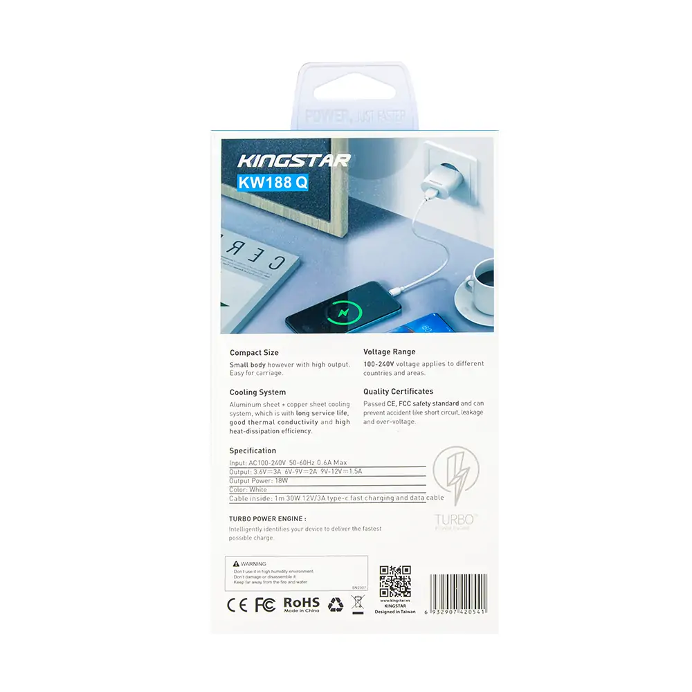 kw188q-2 شارژر دیواری کینگ استار مدل KW188Q