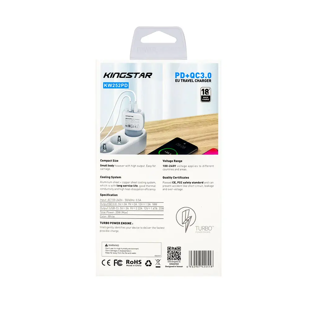 شارژر دیواری کینگ استار مدل KW252PQ (KW252PD) شارژر دیواری کینگ استار مدل KW252PQ (KW252PD)