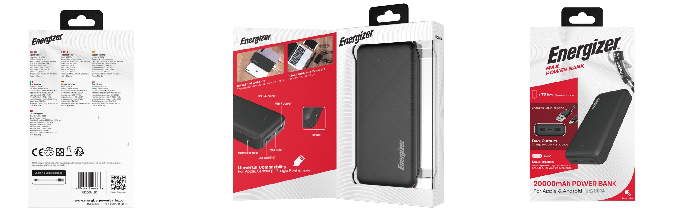 پاوربانک 20000mAh/74.4Wh انرجایزر مدل UE20014