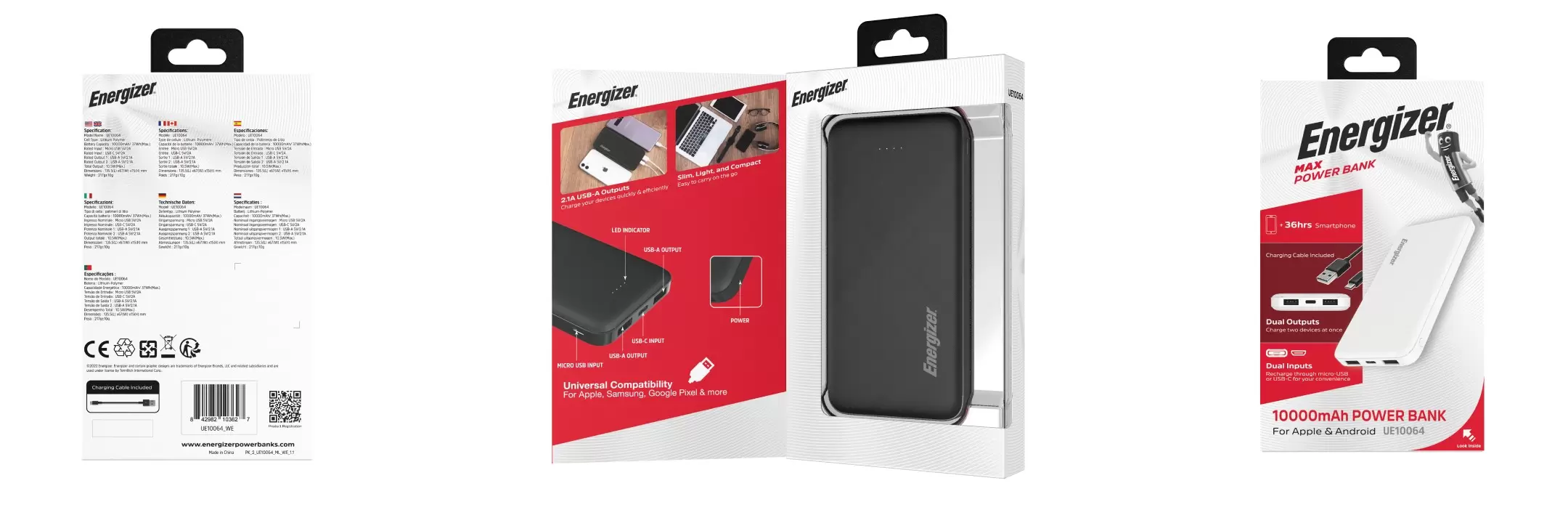 پاوربانک 10000mAh/37Wh انرجایزر مدل UE10064