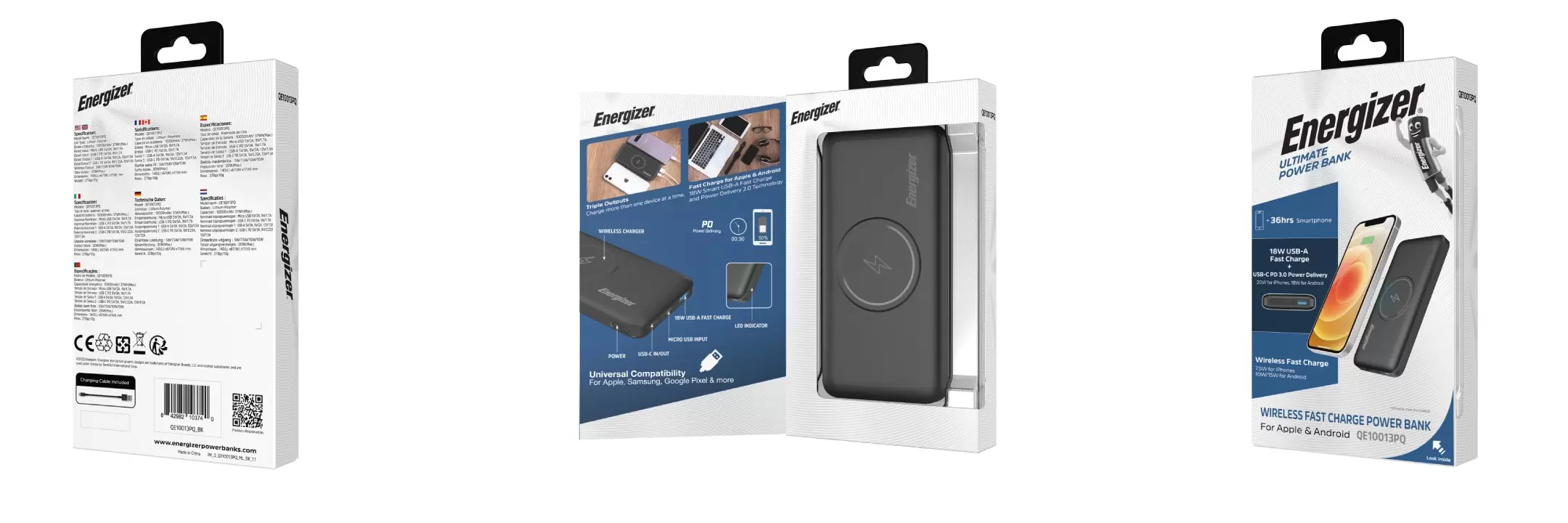 پاوربانک بیسیم 10000mAh انرجایزر مدل QE10013PQ