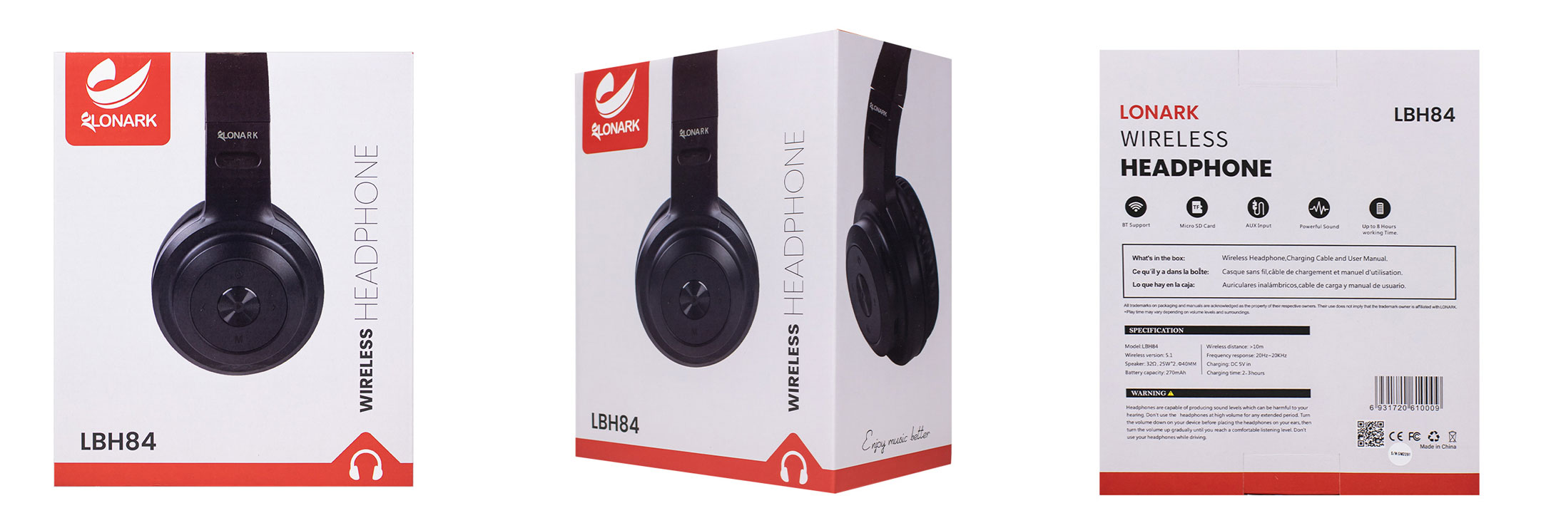 هدفون بلوتوثی لونارک مدل LBH84
