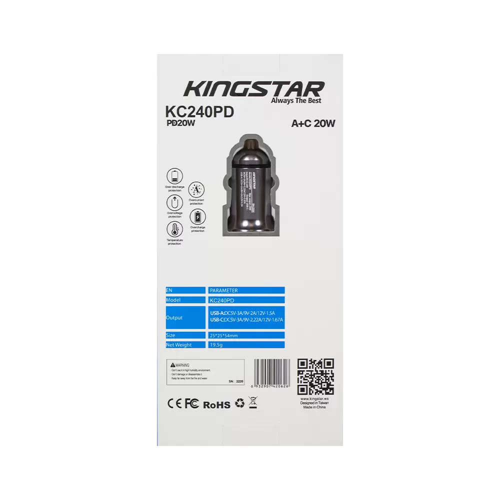 شارژر فندکی کینگ استار مدل KC240PD شارژر فندکی کینگ استار مدل KC240PD