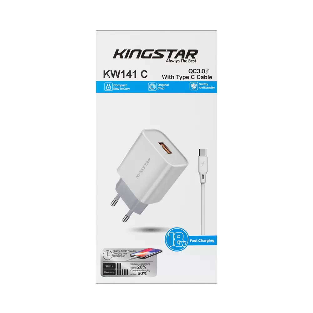 شارژر دیواری کینگ استار مدل KW141C شارژر دیواری کینگ استار مدل KW141C
