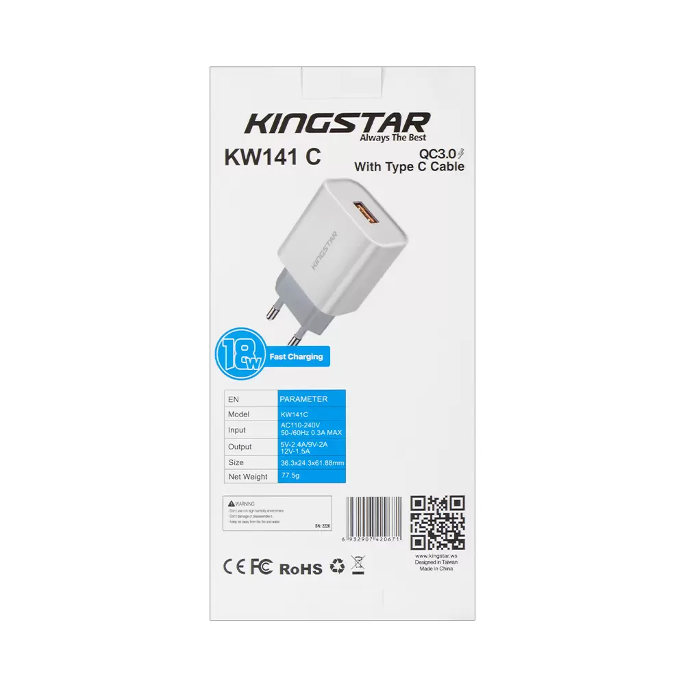 شارژر دیواری کینگ استار مدل KW141C شارژر دیواری کینگ استار مدل KW141C