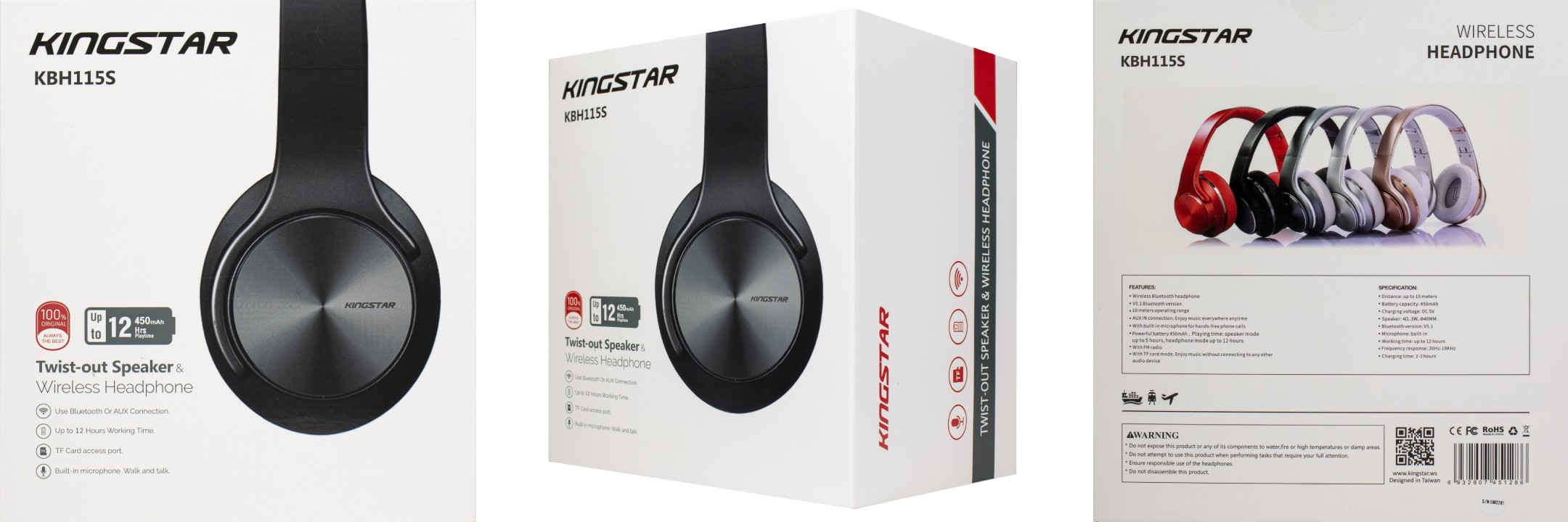 هدفون اسپیکر بی‌سیم کینگ استار مدل KBH115S