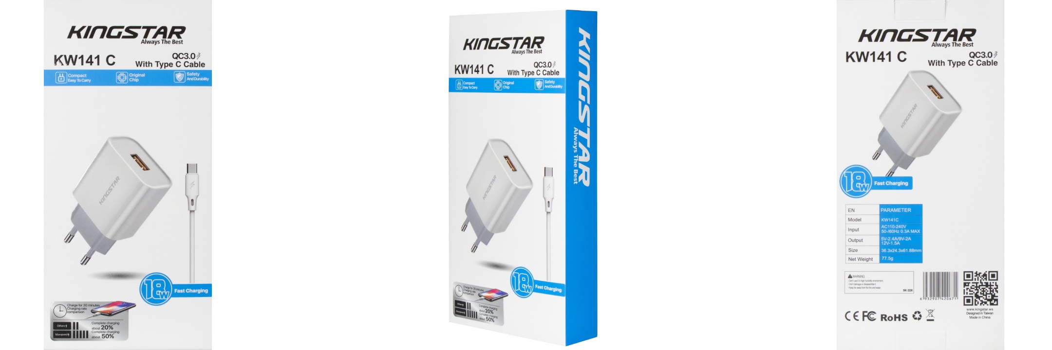 شارژر دیواری کینگ استار مدل KW141C
