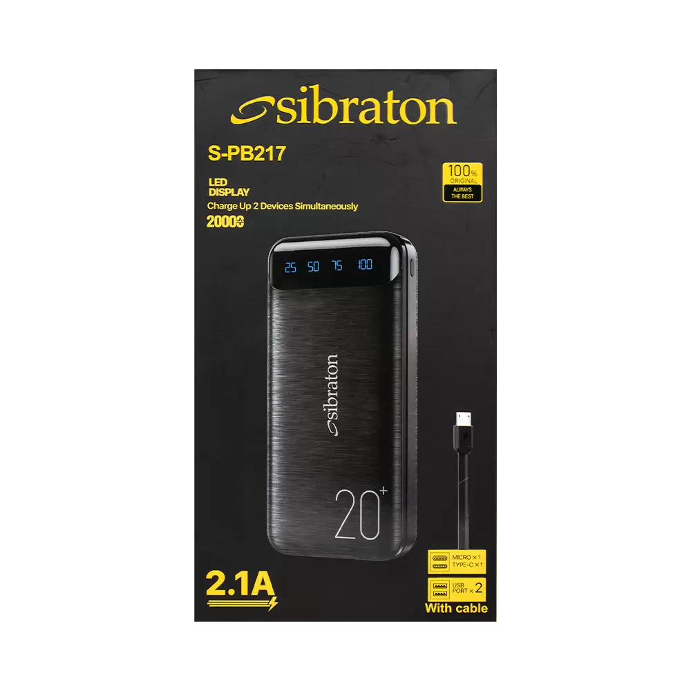 پاوربانک 20000mAh سیبراتون مدل S-PB217 پاوربانک 20000mAh سیبراتون مدل S-PB217