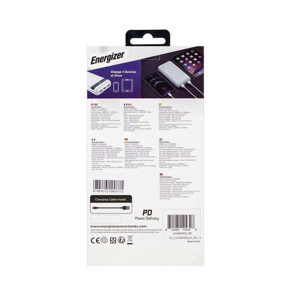 پاوربانک 30000mAh انرجایزر مدل UE30003PQ پاوربانک 30000mAh انرجایزر مدل UE30003PQ