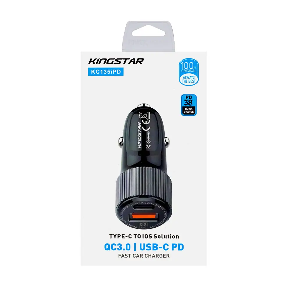 شارژر فندکی کینگ استار مدل KC135iPD شارژر فندکی کینگ استار مدل KC135iPD