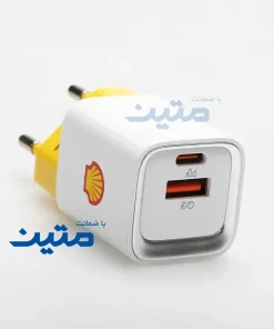 پورت‌های USB-C و USB-A شارژر دیواری شل SWC14 با قابلیت شارژ سریع و توان خروجی بالا.