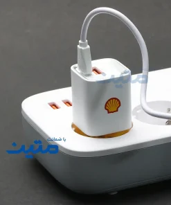 شارژر دیواری شل SWC14CL مجهز به کابل شارژ لایتنینگ، مناسب برای شارژ سریع گوشیهای اندروید و سایر دستگاههای سازگار
