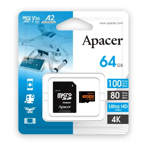 کارت حافظه اپیسر مدل Apacer microSDXC/SDHC UHS-I U3 V30 A2