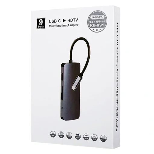 هاب 9 پورت تایپ سی ریمکس مدل RU-U91