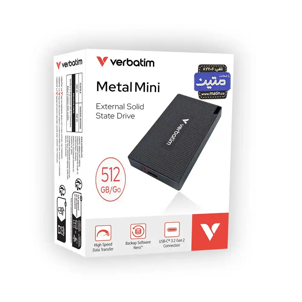 Metal Mini-13 پک SSD اکسترنال Verbatim Metal Mini - 512 گیگابایت
