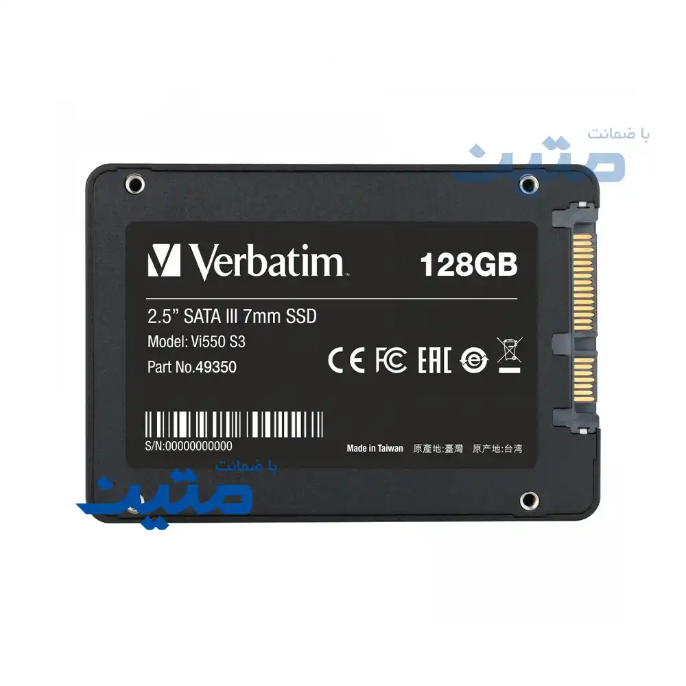 Vi550 S3 - 10 نمای پشت SSD داخلی Verbatim Vi550 S3 با رابط SATA III و کیفیت ساخت بالا برای ارتقای عملکرد سیستم 128گیگابایت