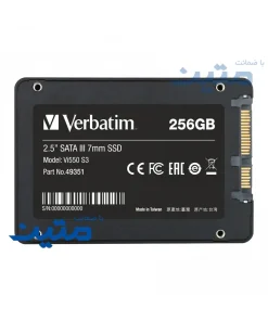 نمای پشت SSD داخلی Verbatim Vi550 S3 با رابط SATA III و کیفیت ساخت بالا برای ارتقای عملکرد سیستم 256 گیگابایت