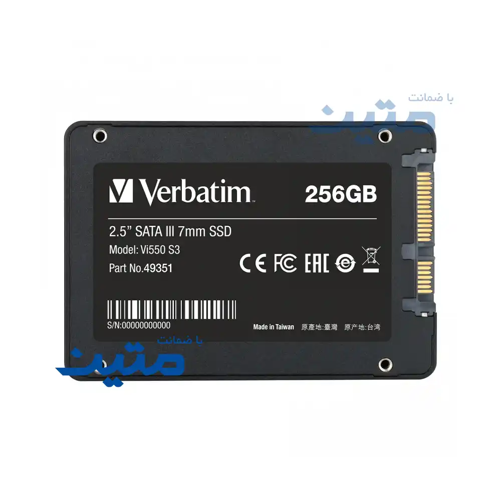 Vi550 S3 - 12 نمای پشت SSD داخلی Verbatim Vi550 S3 با رابط SATA III و کیفیت ساخت بالا برای ارتقای عملکرد سیستم 256 گیگابایت