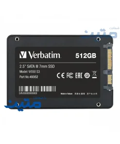 نمای پشت SSD داخلی Verbatim Vi550 S3 با رابط SATA III و کیفیت ساخت بالا برای ارتقای عملکرد سیستم 512 گیگابایت