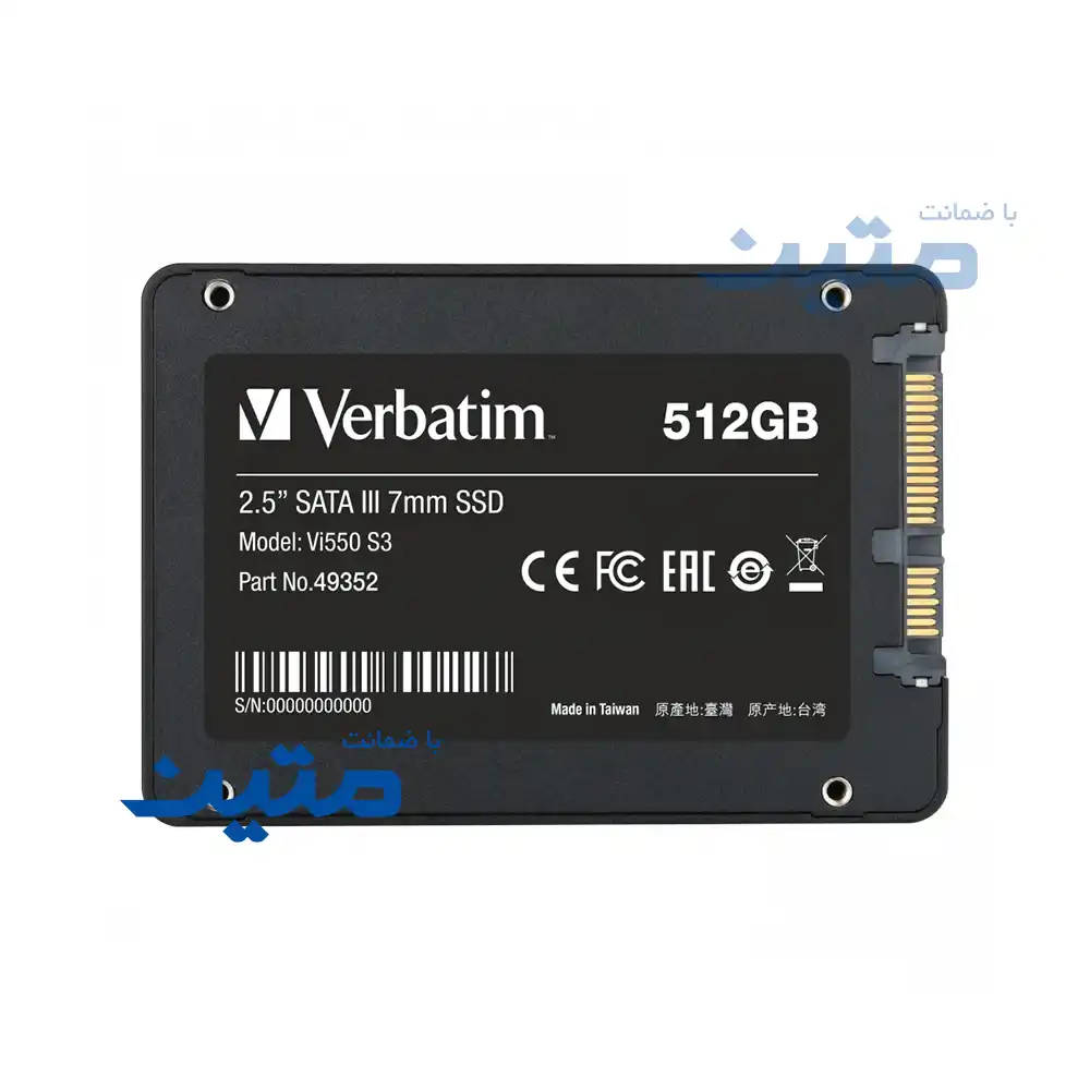Vi550 S3 - 14 نمای پشت SSD داخلی Verbatim Vi550 S3 با رابط SATA III و کیفیت ساخت بالا برای ارتقای عملکرد سیستم 512 گیگابایت