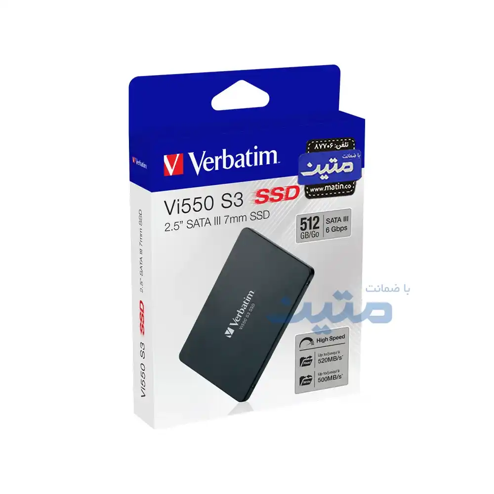 Vi550 S3 - 16 بستهبندی اس اس دی داخلی ورباتیم Vi550 S3 با رابط SATA III، مناسب ارتقای لپتاپ و کامپیوتر 512 گیگابایت