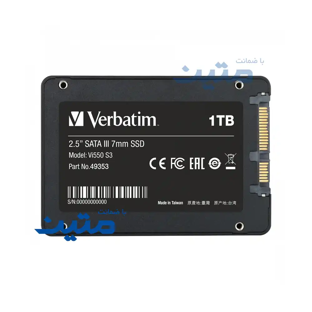 Vi550 S3 - 4 نمای پشت SSD داخلی Verbatim Vi550 S3 با رابط SATA III و کیفیت ساخت بالا برای ارتقای عملکرد سیستم 1ترابایت