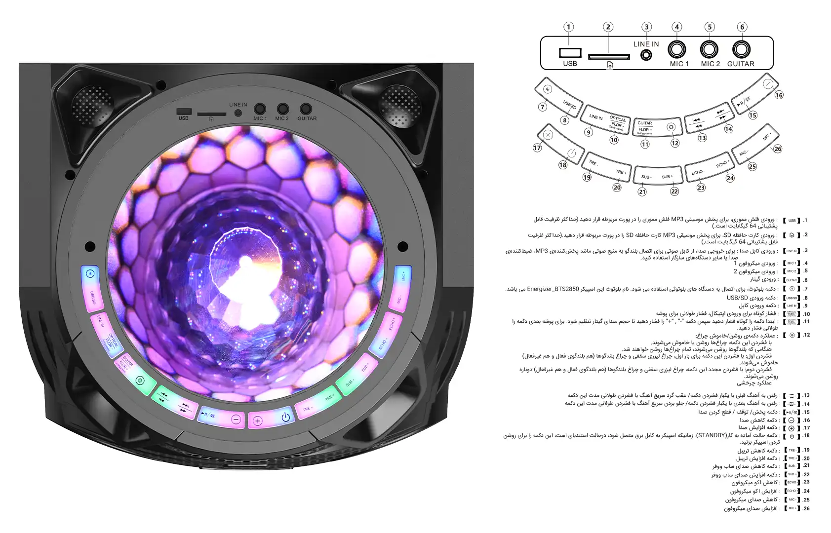 اسپیکر بلوتوثی انرجایزر مدل BTS2850