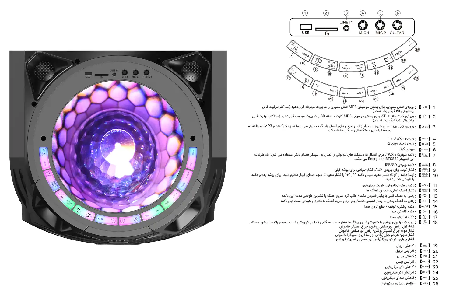 اسپیکر بلوتوثی انرجایزر مدل BTS830