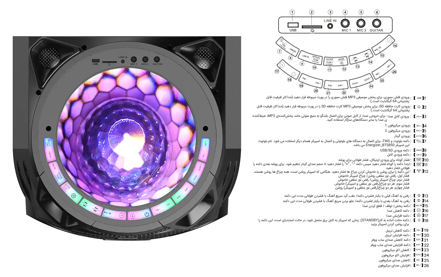 اسپیکر بلوتوثی انرجایزر مدل BTS850
