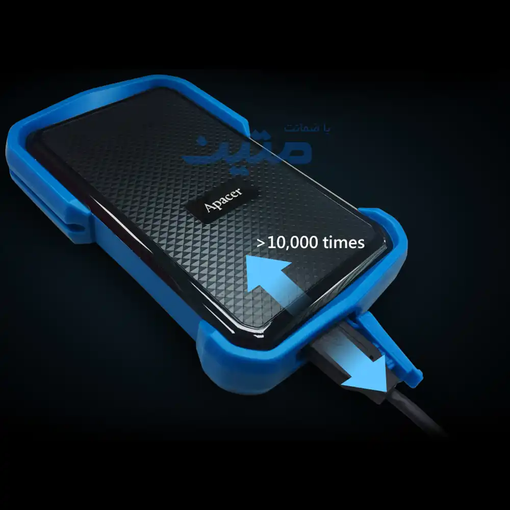 پورت USB Type-A هارد اکسترنال Apacer AC631 با دوام تست‌شده تا 10000 بار اتصال و جداسازی