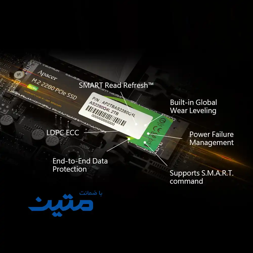 حافظه ذخیره‌سازی Apacer AS2280Q4L با رابط PCIe نسل چهارم